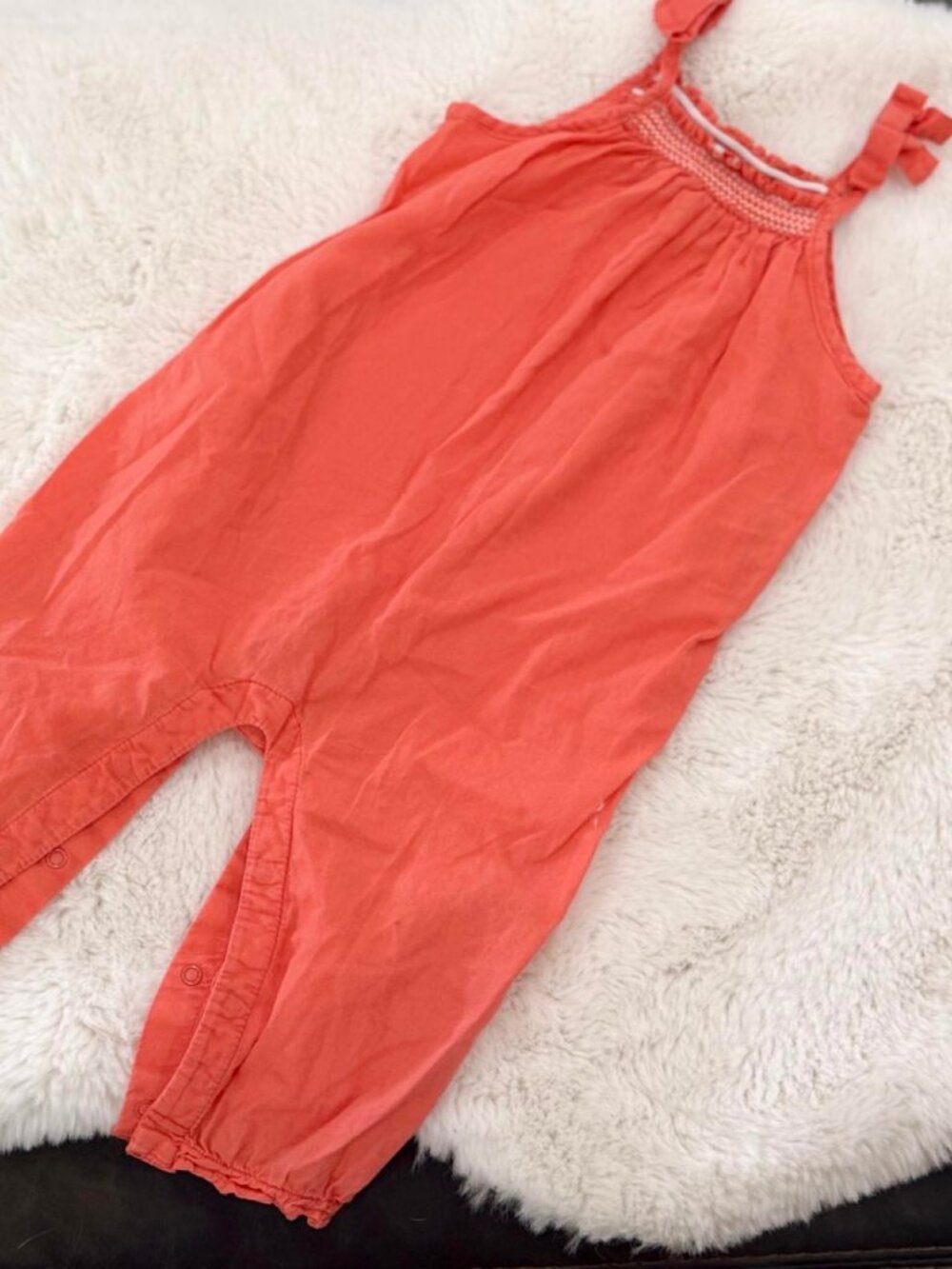 Janie and Jack Girls Coral Jumpsuit Romper 6-12M